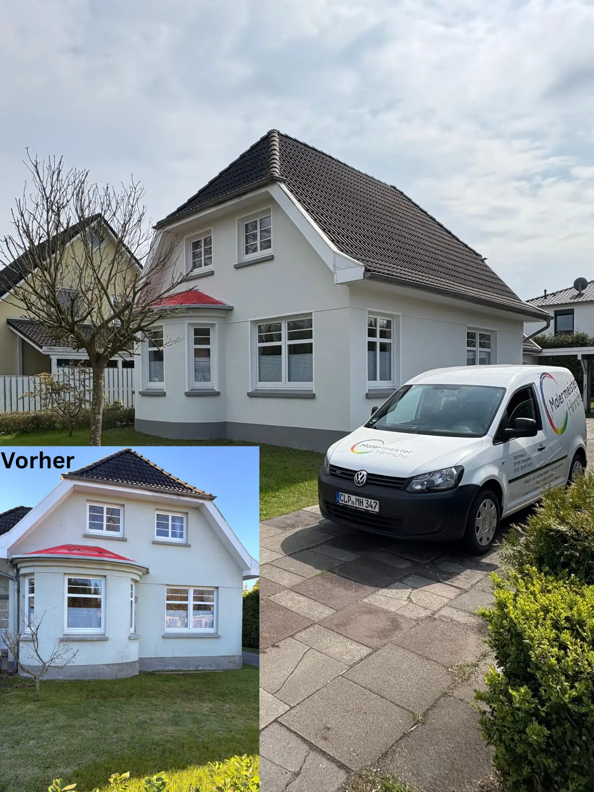 Fassadenrenovierung Einfamilienhaus: Komplette Fassadenrenovierung mit wetterfester Silikatfarbe und modernem Farbkonzept